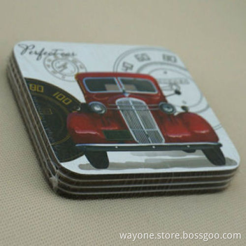 Cork Kitchen Placemat, 10 x 10cm, Car Design, for Children, Matching for Mug
